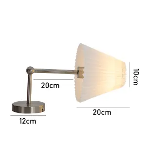 Modern Metal Wall Light with Pleated Conical Shade