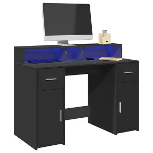 Berkfield Desk with LED Lights Black 120x55x91 cm Engineered Wood