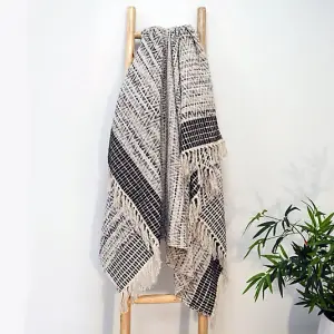 Zig Zag Heavyweight Herringbone Throw Blanket - Small, Dark Grey