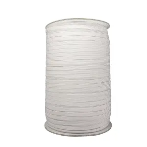 7mm Wide Flat Elastic Band, Stretchable Elastic Cord Flat Tape, White - 25 metres