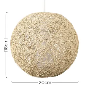 ValueLights Bjorn Modern Small Cream Lattice Wicker Rattan Globe Ball Style Ceiling Pendant Light Lampshade