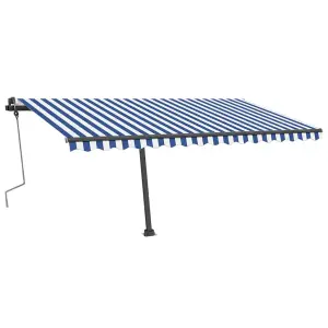 Berkfield Manual Retractable Awning with LED 400x350 cm Blue and White