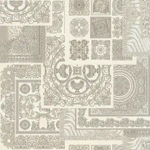 Versace Decoupage Baroque Wallpaper - Silver and White - 37048-5 - 10m x 70cm