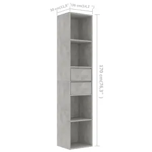 Berkfield Book Cabinet Concrete Grey 36x30x171 cm Engineered Wood