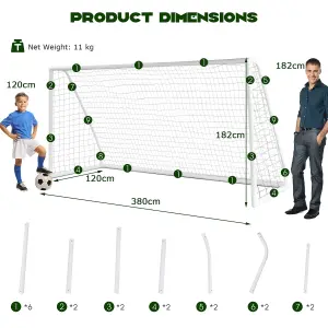 Costway Kids Junior 12 x 6 FT Football Goal Football Training Net Practice Game Target