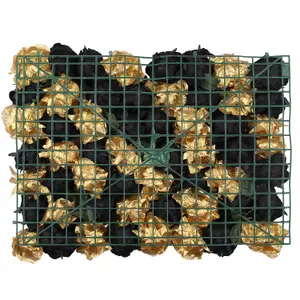 Artificial Flower Wall Backdrop Panel, 60cm x 40cm, Champagne Gold Roses