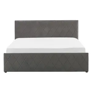 Velvet EU Double Size Ottoman Bed Grey ROCHEFORT