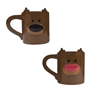 Gift Republic Mug Heat Changing Reindeer