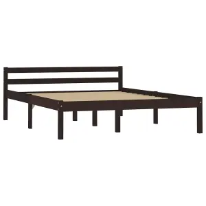 Berkfield Bed Frame Dark Brown Solid Pine Wood 140x200 cm