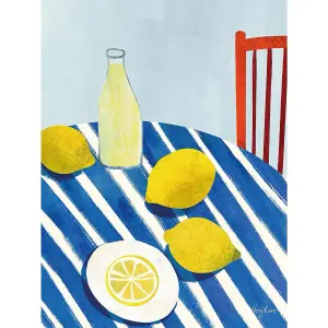 Henry Rivers Lemonade Canvas Print Blue/White/Yellow (40cm x 30cm)