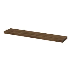 GoodHome Cusko Walnut effect Rectangular Floating shelf (L)118cm x (D)23.5cm