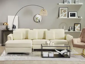 Right-Hand Corner Sofa OSLO Beige Leather Right Hand