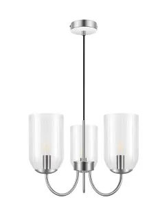 GoodHome Salford Round Clear Chrome effect 3 Lamp LED Pendant ceiling light, (Dia)470mm