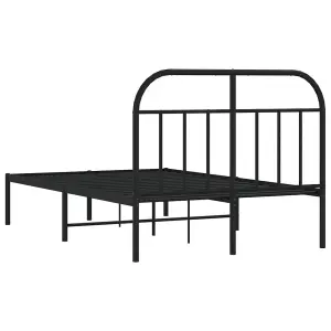 Berkfield Metal Bed Frame with Headboard Black 120x200 cm