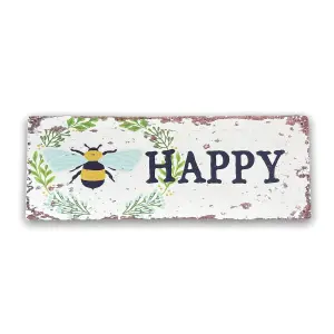 Vintage Metal Sign - Bee Happy Wall Sign