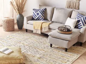 Cotton Area Rug 140 x 200 cm Beige and Yellow KADAPA