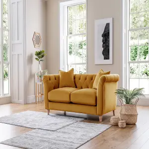 Sofas Express Carlton Ochre Yellow Velvet  2 Seater Sofa