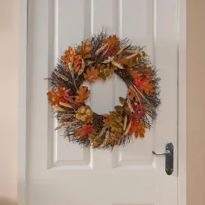 Artificial Door Wall Autumn Harvest Wreath Home Decor, Brown - One Size