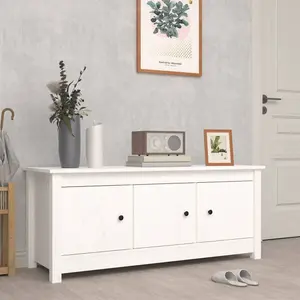 Shoe Cabinet White 110x38x45.5 cm Solid Wood Pine