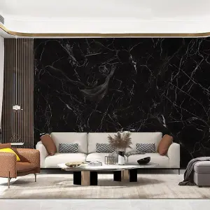 Black Marble Effect Wallpaper Waterproof, Moisture-proof and Oil-proof Self Adhesive Wallpaper Roll 60cm x 3 m