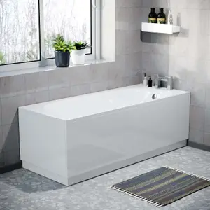 Nes Home 1700 mm White Front Side Bath Panel Durable PVC + Plinth