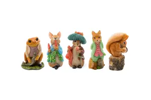 Beatrix Potter Set of 5 Coloured Cane or Stake Toppers Peter Rabbit, Jeremy Fisher, Benjamin Bunny, Mr Tod, Squirrel Nutkin