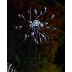 Solar Powered Wind Spinner Extra Large Wind Sculpture LED Solar Light Garden Decoration