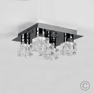 ValueLights Ritz Modern Black Chrome Ice Cube 5 Way Flush Ceiling Spotlight