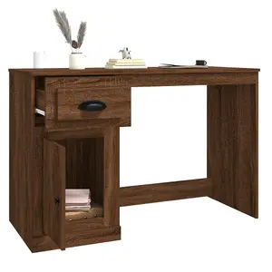 Berkfield Desk with Drawer Brown Oak 115x50x75 cm Engineered Wood