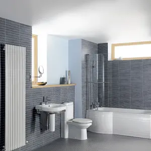 Cooke & Lewis Adelphi Curved 1 panel Clear glass Silver effect frame Bath screen, (H) 1500mm