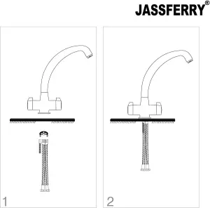 JASSFERRY Monobloc Mixer Tap Swivel Spout Twin Lever for Kitchen Sink