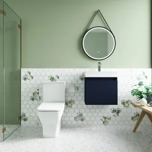 Cloakroom Suite - Vanity Unit, Tap and Toilet Set - Electric Blue/Chrome