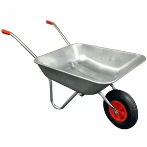 Heavy Duty Wheelbarrow 65l Litre Galvanised Steel Outdoor Wheel Barrow Pneumatic