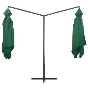 Berkfield Double Parasol with Steel Pole 250x250 cm Green