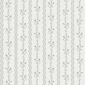 Laura Ashley White & Duck Egg Blencow Smooth Wallpaper