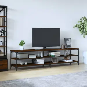 Berkfield TV Cabinet Brown Oak 200x30x50 cm Engineered Wood and Metal