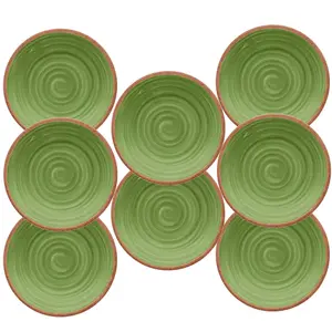 Purely Home Rustic Swirl Green Melamine Side/Salad Plates - Set of 8