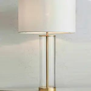 2 PACK Touch Dimmable Table Lamp Gold Glass & White Shade Modern Bedside Light