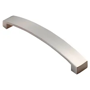 Flat Curved Bow Pull Handle 172 x 25mm 160mm Fixing Centres Satin Nickel