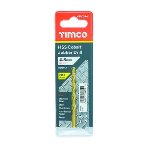 Timco - Ground Jobber Drills - Cobalt M35 (Size 4.8mm - 1 Each)