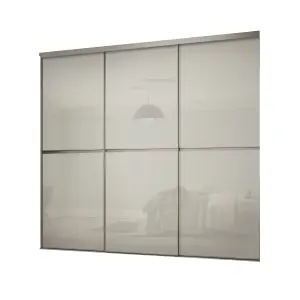 Minimalist Panelled Arctic white 3 door Sliding Wardrobe Door kit (H)2260mm (W)2246mm