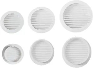 Circular White Ventilation Grille with Flyscreen Round 125mm or 5 inch Spigot - Vent Cover for Bathroom/ Kitchen - Louvered Grill