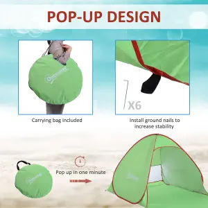 Outsunny 2-3 Person Pop up Tent Instant Camping Tent Sun Shade Shelter, Green