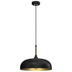 Milagro Pendant Lamp Lincoln Black/Gold 1XE27 35cm