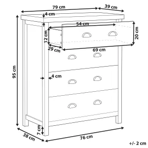 Beliani Traditional 4 Drawer Chest Grey CLIO