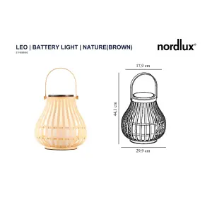 Nordlux Leo Outdoor Patio Terrace Bamboo Solar Charged Auto Turn On LED Light in Nature (H) 30cm