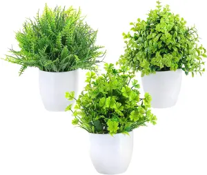 Bedbric Set of 3 Artificial Plants Green Succulents Indoor Outdoor Decor for Bedroom Office Home