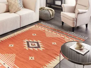 Cotton Kilim Area Rug 160 x 230 cm Orange GAVAR