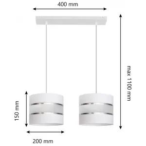 Luminosa Helen Straight Bar Pendant Ceiling Light White, Silver 45cm