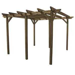 Garden Pergola 6 Posts - Wood - L300 x W660 x H270 cm - Rustic Brown